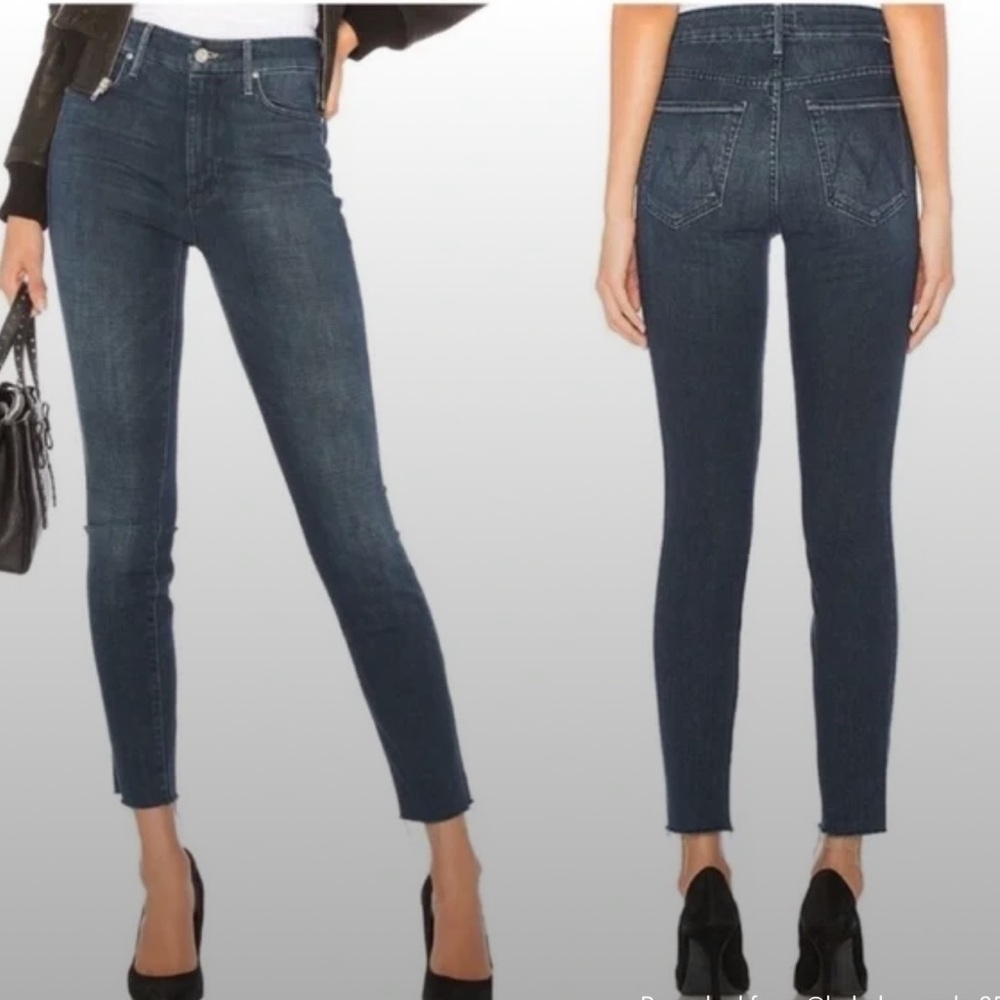 MOTHER High Waisted Looker Ankle Fray Women's Dark Blue Jeans - Size 26